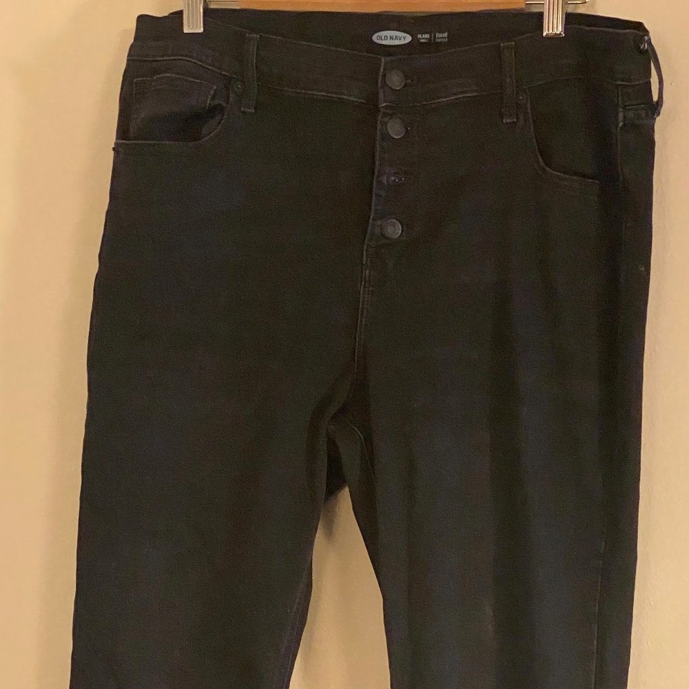 Old Navy Button Fly Flare Fringed Ankle Jeans